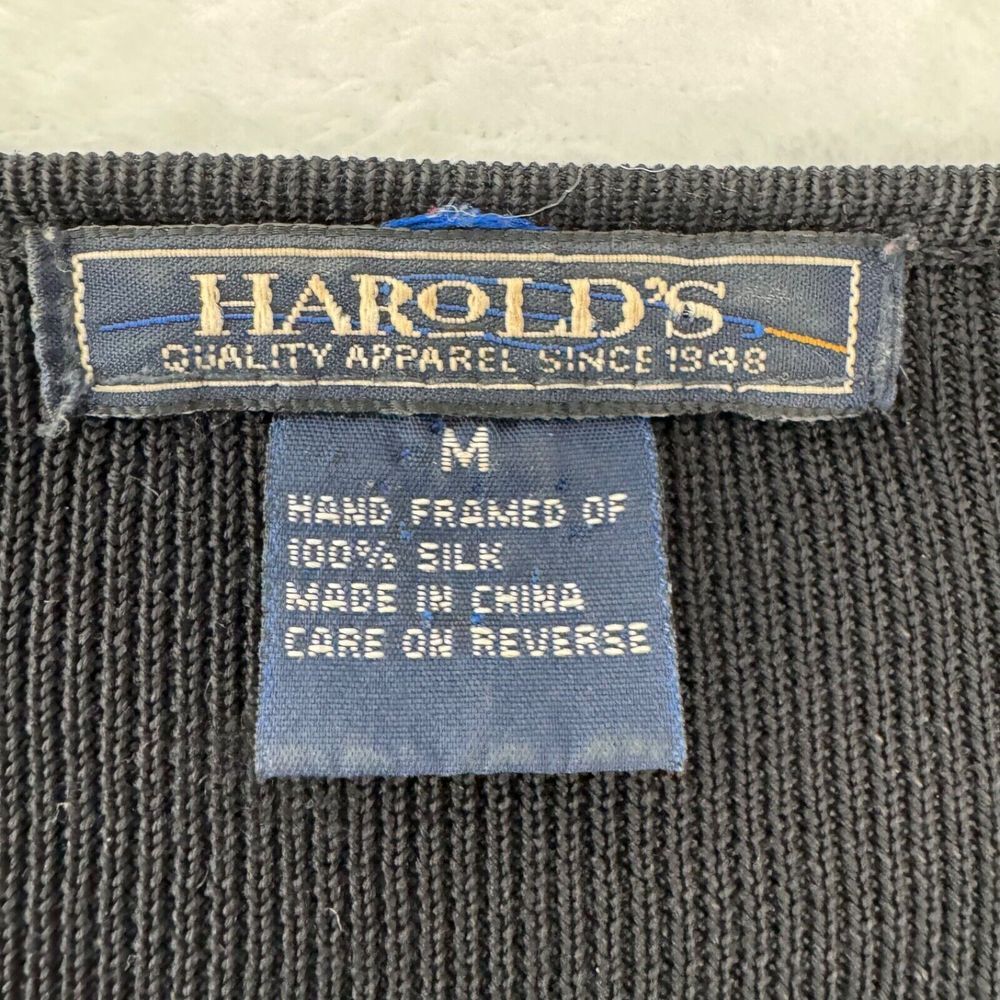 Harolds Hand Framed 100%‎ Silk Blouse Women Size Medium Black Silk Shirt - Picture 5 of 10
